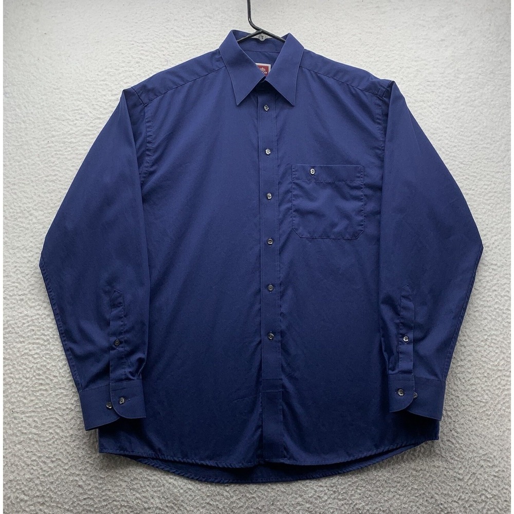 VTG Eton Button Up Dress Shirt Mens 41 16 Large Navy Blue Designer Preppy Sweden